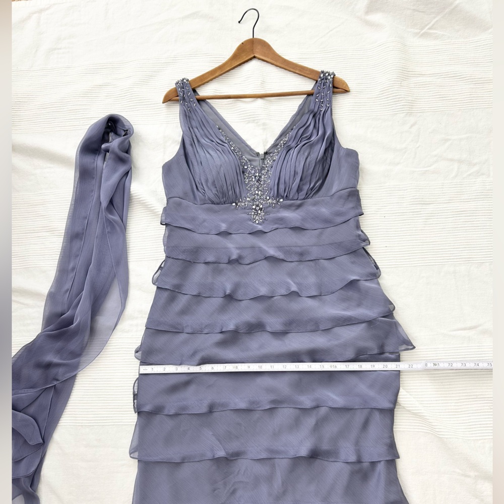 Beaded Tiered Lavender Maxi Dress with V-Neck - Picture 7 of 16